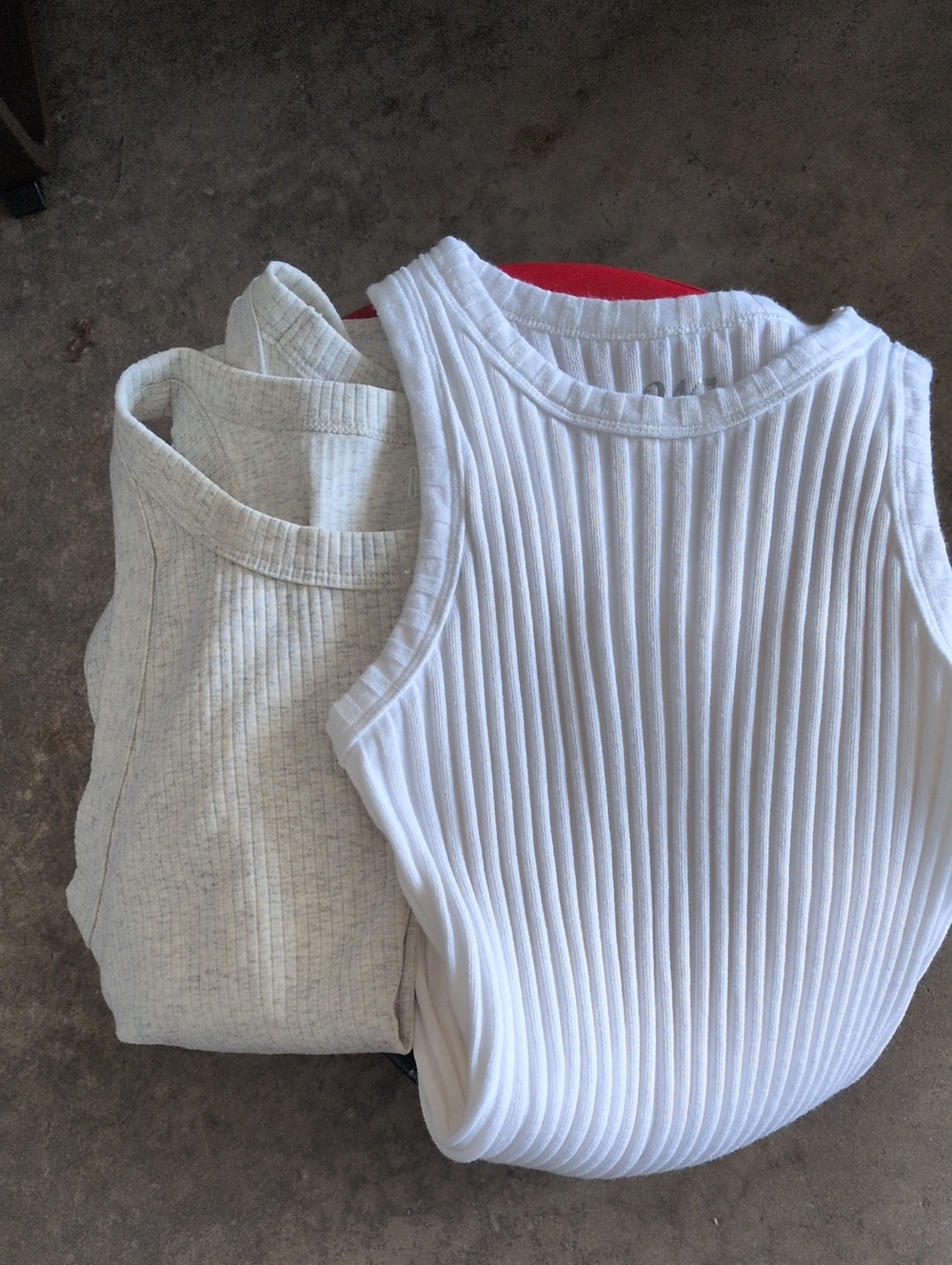 GAP Cream/Gray Ribbed High Neck Tanks 2 Pieces